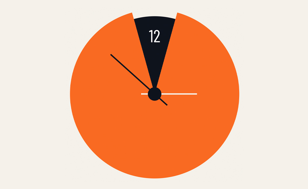 Wireframe minimalista de un reloj radial con sector horario para Sektor Uhr